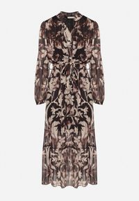 Born2be - Czarna Rozkloszowana Sukienka z Wiązanym Paskiem i Metaliczną Nicią Nalirina. Okazja: na co dzień. Typ kołnierza: dekolt w kształcie V. Kolor: czarny. Materiał: wiskoza, elastan. Wzór: aplikacja. Typ sukienki: rozkloszowane, proste. Styl: klasyczny, casual, elegancki #5