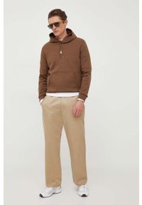Polo Ralph Lauren bluza męska kolor brązowy z kapturem gładka. Typ kołnierza: kaptur, polo. Kolor: brązowy. Wzór: gładki #4