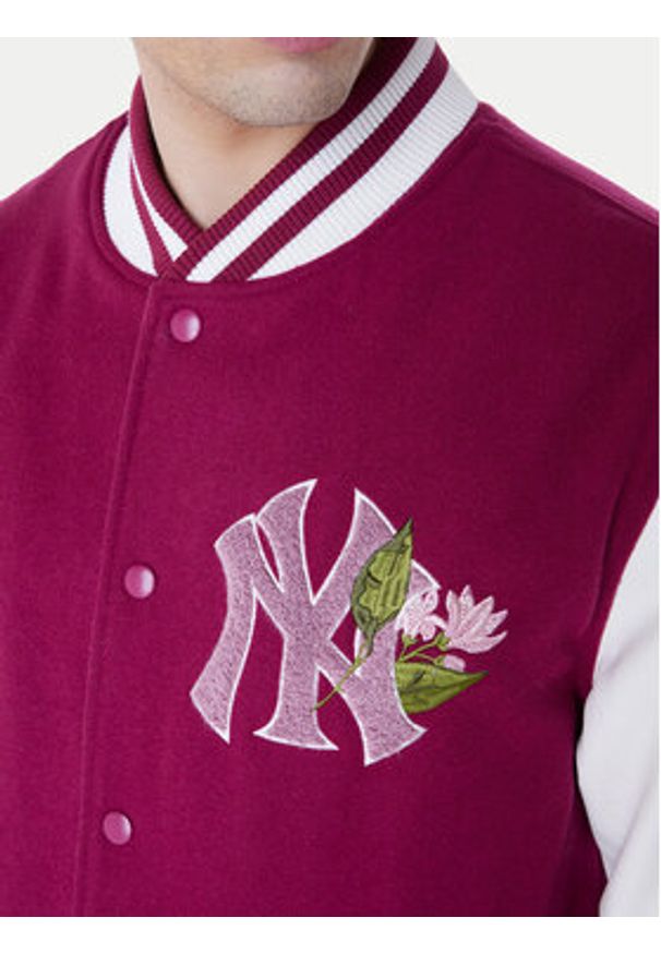 New Era Kurtka bomber Yankees MLB Floral 60596333 Bordowy Regular Fit. Kolor: czerwony. Materiał: wełna