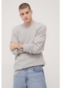 Lee sweter bawełniany męski kolor szary lekki. Kolor: szary. Materiał: bawełna. Długość rękawa: raglanowy rękaw