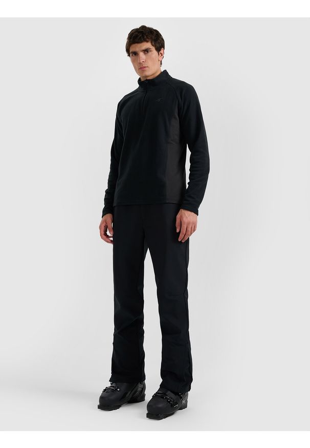 4f - 4F Bielizna termiczna polarowa (góra) męska - czarna XXL. Typ kołnierza: kołnierzyk stójkowy. Kolor: czarny. Materiał: polar. Sezon: zima. Sport: turystyka piesza