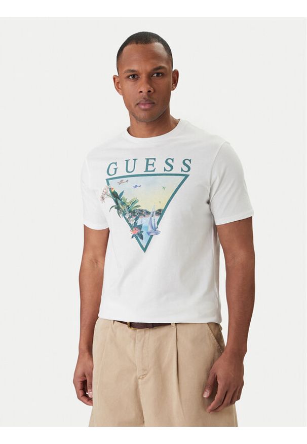 Guess T-Shirt M6GI49 K3584 Biały Reglan Fit. Kolor: biały. Materiał: bawełna