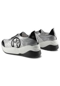 Massimo POLI - Srebrne Sneakersy Massimo Poli Damskie Modne Buty. Kolor: czarny. Materiał: zamsz, materiał, skóra, lakier. Szerokość cholewki: normalna. Obcas: na platformie. Styl: elegancki #6