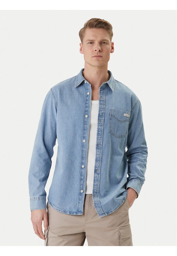 Calvin Klein Jeans Koszula jeansowa Essential LV04RE710G Niebieski Regular Fit. Kolor: niebieski. Materiał: bawełna