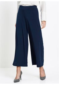 bonprix - Spodnie culotte z dżerseju. Kolor: niebieski. Materiał: jersey. Styl: elegancki