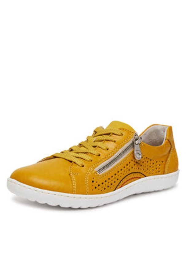 Rieker Sneakersy 52824-68 Żółty. Kolor: żółty. Materiał: skóra