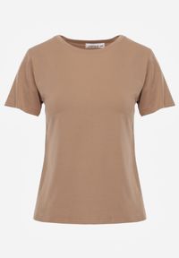 Renee - Brązowy Casualowy Bawełniany T-shirt Rivali. Okazja: na co dzień. Kolor: brązowy. Materiał: bawełna. Styl: casual #3