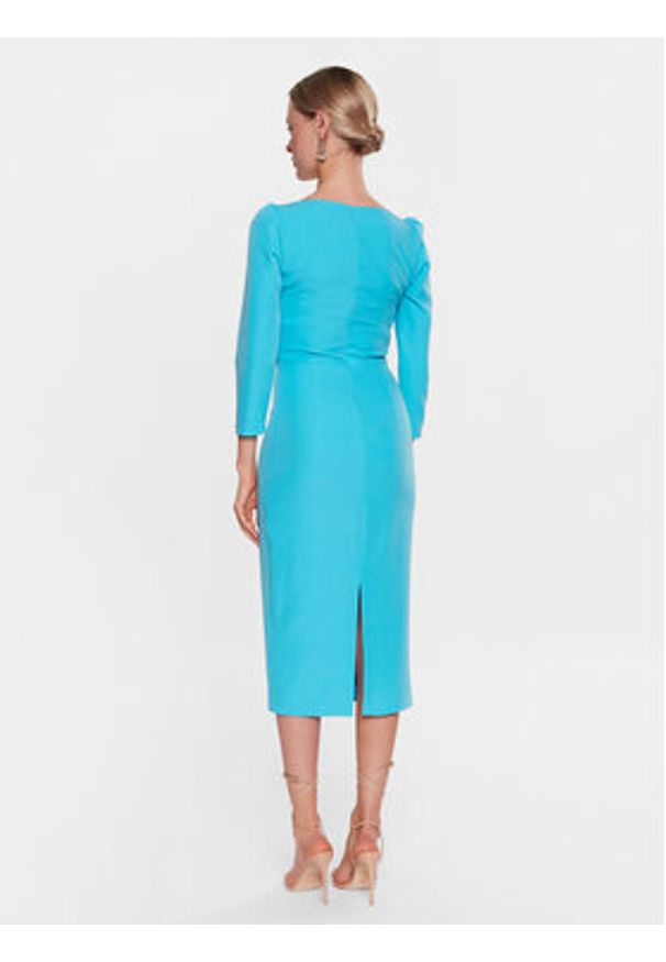 Nissa Sukienka codzienna RZ13994 Błękitny Slim Fit. Okazja: na co dzień. Kolor: niebieski. Materiał: syntetyk. Typ sukienki: proste. Styl: casual