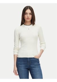 Calvin Klein Jeans Sweter LV047G309G Kremowy Regular Fit. Kolor: kremowy. Materiał: bawełna #1