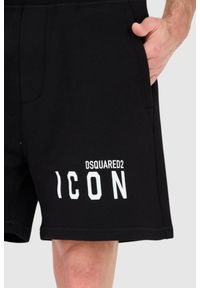 DSQUARED2 Czarne szorty męskie z logo icon. Kolor: czarny. Materiał: bawełna