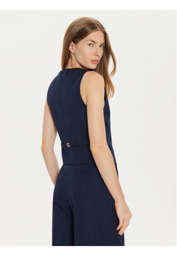 TwinSet - TWINSET Kamizelka 242TP2158 Granatowy Slim Fit. Kolor: niebieski. Materiał: syntetyk