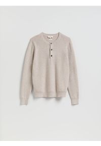 Reserved - Sweter z dodatkiem wełny - beżowy. Kolor: beżowy. Materiał: wełna #1