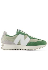 Buty New Balance U327CE - zielone. Okazja: na co dzień. Zapięcie: sznurówki. Kolor: zielony. Materiał: guma, zamsz, skóra. Szerokość cholewki: normalna #1