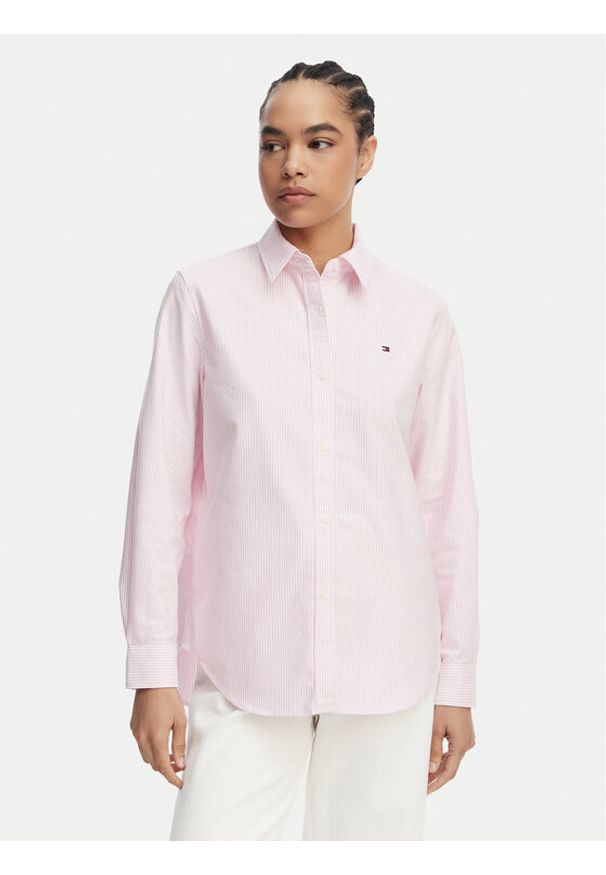 TOMMY HILFIGER - Tommy Hilfiger Koszula Fit Flag Embroidery Oxford WW0WW46111 Różowy Regular Fit. Kolor: różowy. Materiał: bawełna