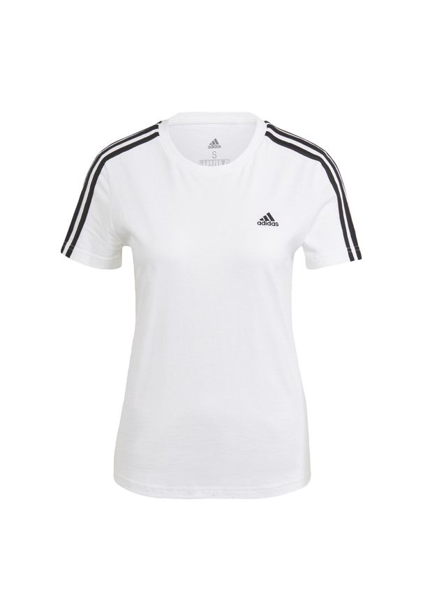 Adidas - Essentials Slim 3-Stripes Tee. Kolor: czarny, biały, wielokolorowy. Sport: taniec, joga i pilates