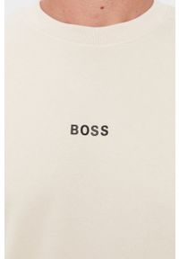 BOSS - Boss Bluza męska kolor kremowy gładka. Okazja: na co dzień. Kolor: beżowy. Materiał: dzianina. Wzór: gładki. Styl: casual