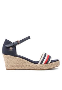 TOMMY HILFIGER - Tommy Hilfiger Espadryle Mid Wedge Corporate FW0FW07078 Granatowy. Kolor: niebieski. Materiał: materiał