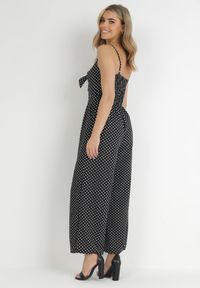 Born2be - Czarny Kombinezon Delessa. Kolor: czarny. Długość rękawa: na ramiączkach. Długość: długie. Wzór: aplikacja, kropki. Styl: elegancki, wizytowy #5