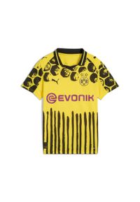 Puma - Młodzieżowa koszulka KIDSUPER × BORUSSIA DORTMUND PUMA Faster Yellow Black. Kolor: czarny, wielokolorowy, żółty. Wzór: kolorowy, geometria. Sport: piłka nożna
