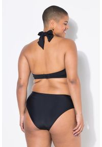 ULLA POPKEN - Damski Top od bikini miękkie miseczki drapowanie na biuście. Kolekcja: plus size. Kolor: czarny. Materiał: poliester, elastan, poliamid, materiał