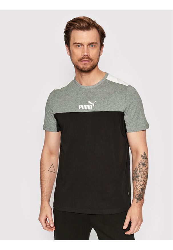 Puma T-Shirt Ess+Block 847426 Czarny Regular Fit. Kolor: czarny. Materiał: bawełna