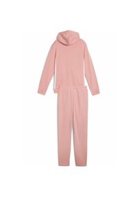 Puma - Młodzieżowy dres z kapturem i metalicznym wykończeniem PUMA Pink Fruit. Kolor: różowy. Materiał: dresówka. Styl: młodzieżowy