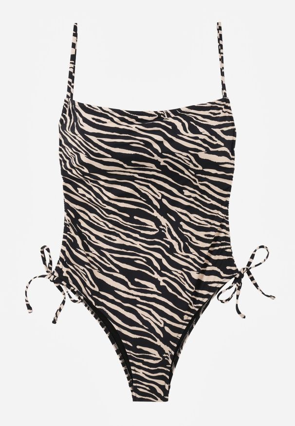 Born2be - Czarny Strój Kąpielowy z Wiązaniami po Bokach Penira. Kolor: czarny