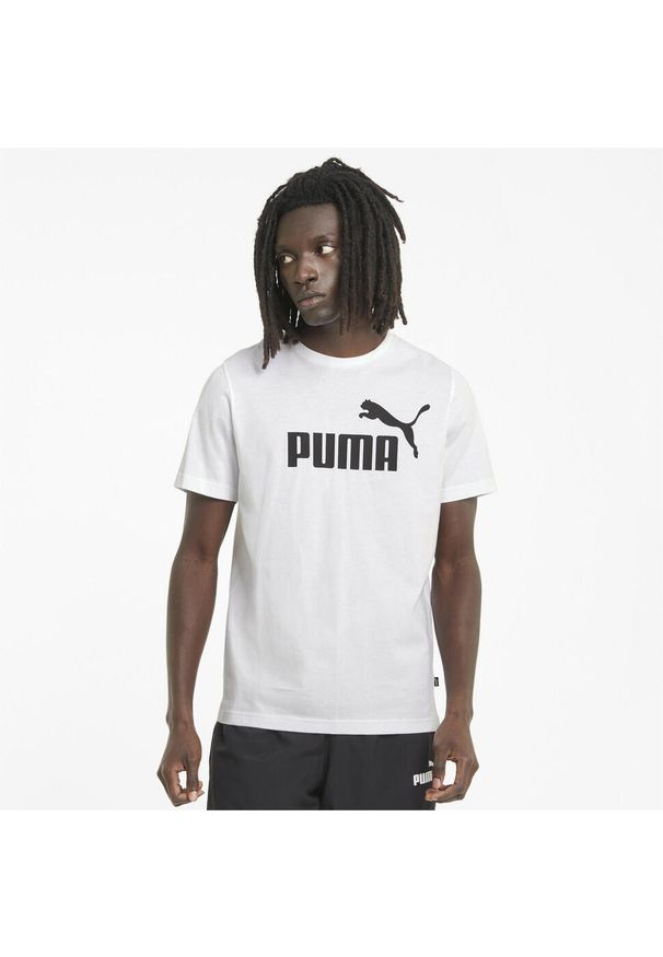 Puma - Męska koszulka z logo Essentials PUMA White. Kolor: biały. Materiał: materiał