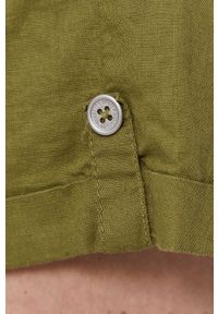United Colors of Benetton Szorty damskie kolor zielony gładkie high waist. Okazja: na co dzień. Stan: podwyższony. Kolor: zielony. Materiał: tkanina. Wzór: gładki. Styl: casual #3
