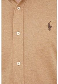Polo Ralph Lauren koszula bawełniana męska kolor beżowy regular z kołnierzykiem button-down. Typ kołnierza: button down, polo. Kolor: beżowy. Materiał: bawełna. Długość rękawa: długi rękaw. Długość: długie. Wzór: gładki #2