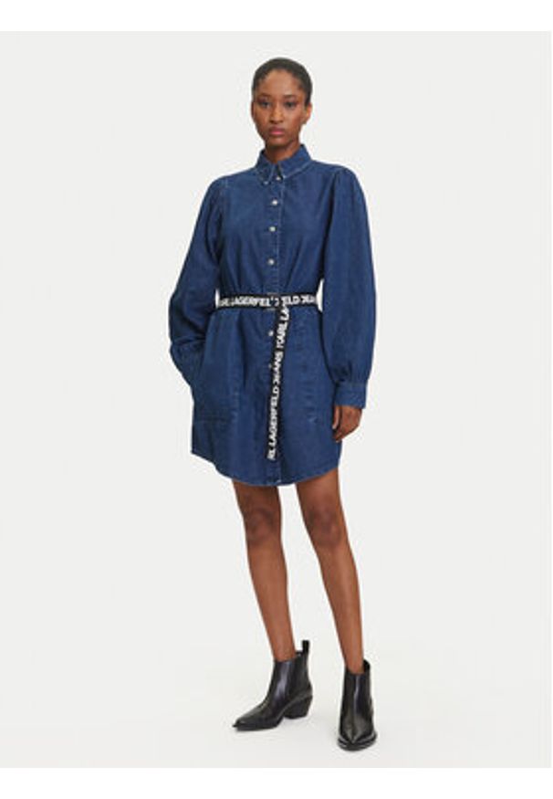 Karl Lagerfeld Jeans Sukienka jeansowa A3W13014 Niebieski Regular Fit. Kolor: niebieski. Materiał: bawełna