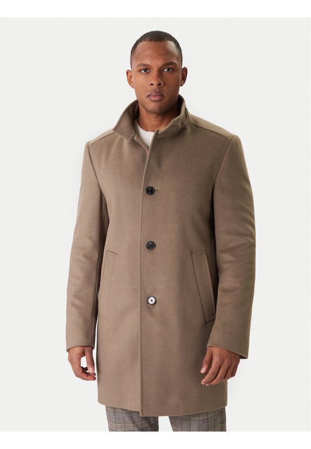 JOOP! Płaszcz wełniany 17 JC-21Maron 30044311 Khaki Regular Fit. Kolor: brązowy. Materiał: wełna