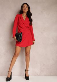 Renee - Czerwona Sukienka Semiche. Kolor: czerwony. Materiał: lakier. Typ sukienki: kopertowe, proste. Styl: elegancki, wizytowy. Długość: mini #2