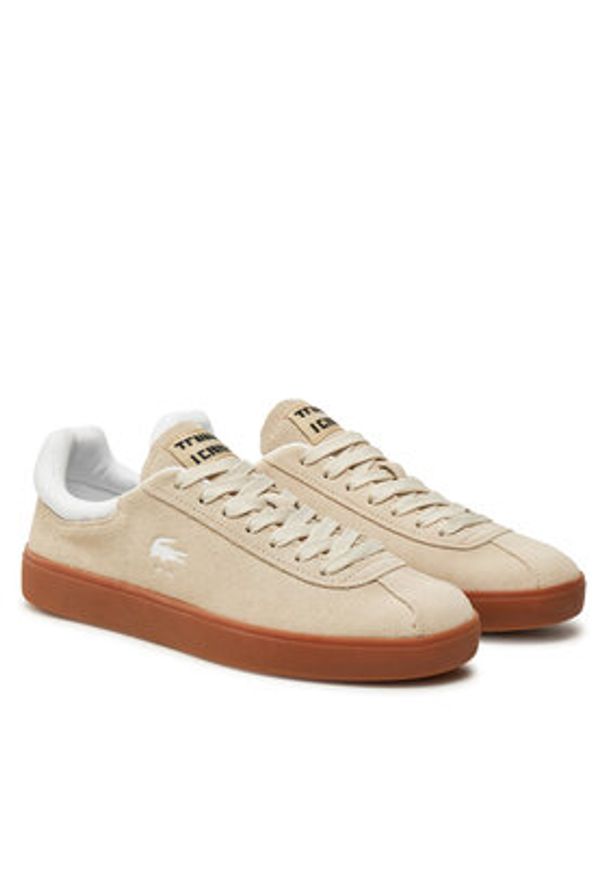 Lacoste Sneakersy Baseshot 7-48SFA0010 Beżowy. Kolor: beżowy. Materiał: skóra, zamsz