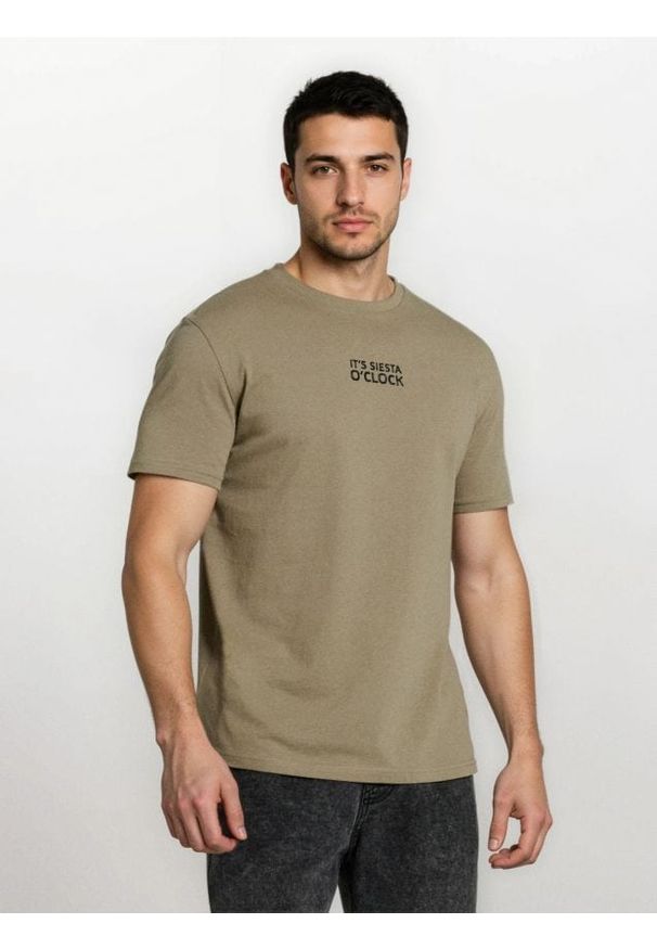 Sinsay - Bawełniana koszulka z napisem - zielony. Kolor: zielony. Materiał: bawełna. Wzór: napisy