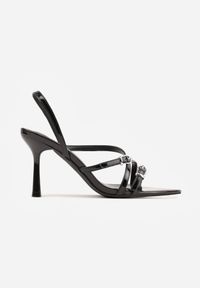 Renee - Czarne Lakierowane Sandały VICES Elegant na Szpilce z Klamrami Eudippe. Zapięcie: klamry. Kolor: czarny. Materiał: lakier. Obcas: na szpilce. Styl: elegancki, wizytowy #2