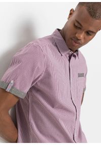 Koszula z krótkim rękawem bonprix jeżynowo-biały w kratę. Kolor: fioletowy. Długość rękawa: krótki rękaw. Długość: krótkie #4