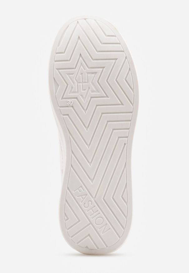 Born2be - Białe Klasyczne Sneakersy VICES w Stylu Tenisówek na Grubej Podeszwie Galanatea. Kolor: biały. Materiał: jeans. Wzór: gładki