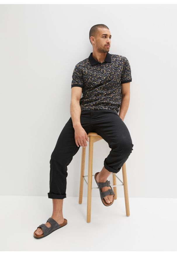 bonprix - Shirt polo, krótki rękaw. Typ kołnierza: polo. Kolor: czarny. Długość rękawa: krótki rękaw. Długość: krótkie. Styl: elegancki