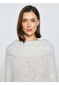 Big-Star - Sweter damski z obszernym golfem melanżowy biały Magdalena 100. Typ kołnierza: golf. Kolor: biały. Materiał: wełna, denim, materiał. Wzór: melanż. Styl: klasyczny, elegancki #3