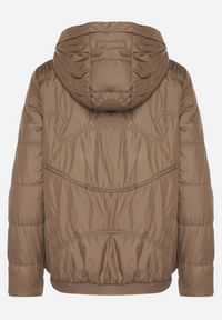 Born2be - Brązowa Casualowa Kurtka z Kapturem i Ozdobnymi Sznurkami Evialinae. Okazja: na co dzień. Typ kołnierza: kaptur. Kolor: brązowy. Materiał: poliester, jeans. Styl: casual #4