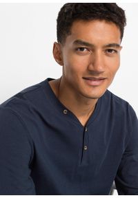 bonprix - Bluzka z dekoltem henley, długim rękawem, z czystej bawełny organicznej (2 szt.). Typ kołnierza: typu henley. Kolor: niebieski. Materiał: bawełna. Długość rękawa: długi rękaw. Długość: długie. Styl: klasyczny #2