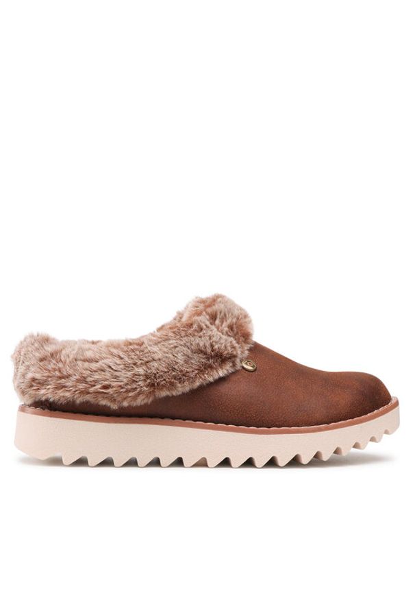 skechers - Skechers Kapcie BOBS Winter Rock 113423/BRN Brązowy. Kolor: brązowy. Materiał: materiał. Styl: rockowy