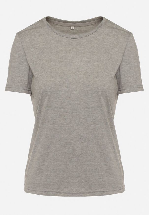 Born2be - Ciemnoszary Gładki T-shirt z Krótkim Rękawem Elldora. Okazja: na co dzień. Kolor: szary. Materiał: bawełna, jeans. Długość rękawa: krótki rękaw. Długość: krótkie. Wzór: gładki. Styl: casual