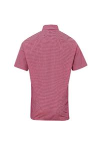 PREMIER - Męska Bawełniana Koszula Z Krótkim Rękawem W Kratkę Micro Gingham. Kolor: biały, czerwony, wielokolorowy. Materiał: bawełna. Długość rękawa: krótki rękaw. Długość: krótkie. Wzór: kratka