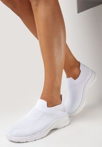 Born2be - Białe Buty Sportowe z Elastyczną Cholewką Gobbena. Kolor: biały. Szerokość cholewki: normalna #1