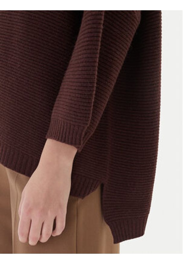 Kontatto Sweter 3M0848C Brązowy Relaxed Fit. Kolor: brązowy. Materiał: syntetyk, wiskoza