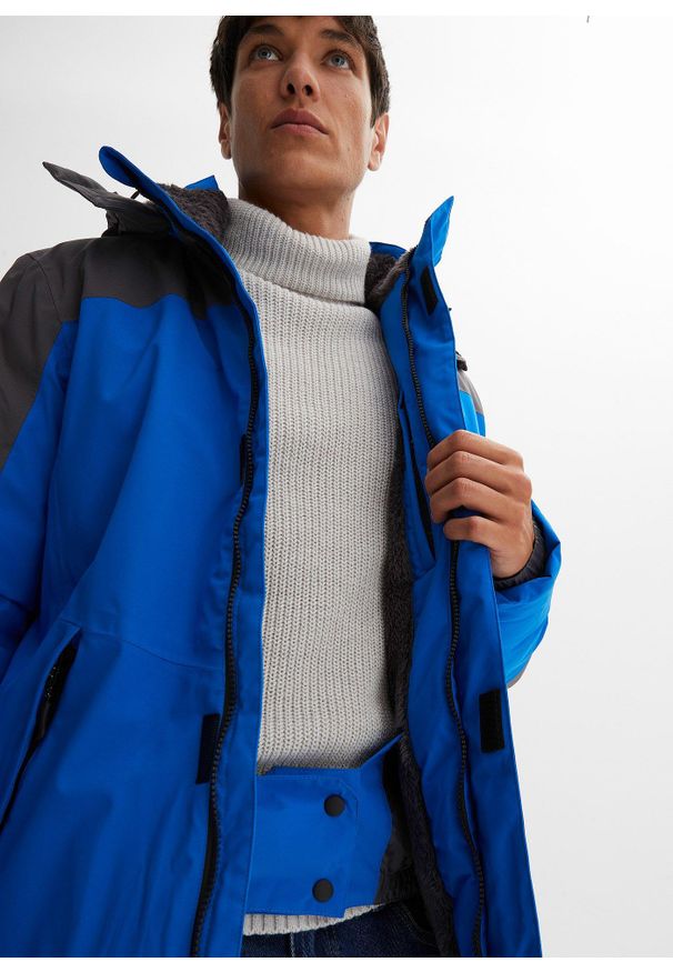 bonprix - Kurtka funkcjonalna nieprzemakalna. Kolor: niebieski. Materiał: hardshell, polar