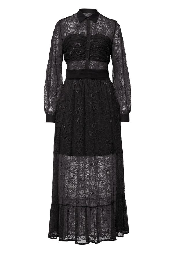 Sukienka z siatkową wstawką bonprix czarny. Kolor: czarny. Materiał: koronka. Wzór: koronka