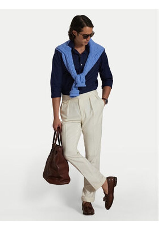 Polo Ralph Lauren Koszula 710P01396003 Granatowy Custom Fit. Typ kołnierza: polo. Kolor: niebieski. Materiał: bawełna